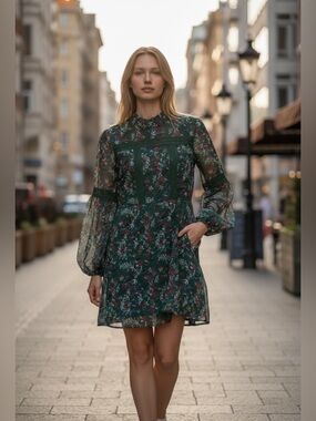 Free Generation long sleeve, teal dress, size M.